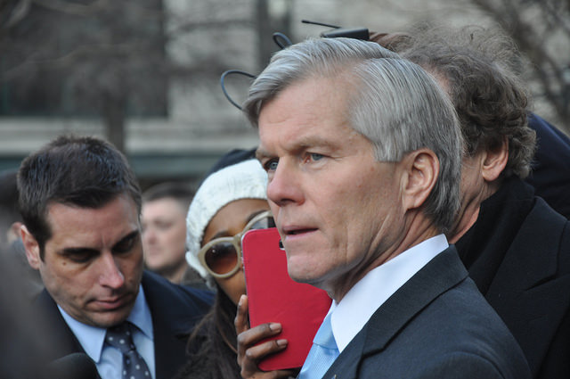 Former Virginia Gov. Bob McDonnell speaks to the press Jan. 6 after sentencing.
 