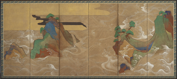 "Waves at Matsushima," by Japanese designer/painter Tawaraya Sōtatsu. <a href="/shows/2015-01-15/democratizing_art_asian_collection_goes_digital#slideshow-unveiling-a-treasure-trove-of-art">See more images in our slideshow</a>.