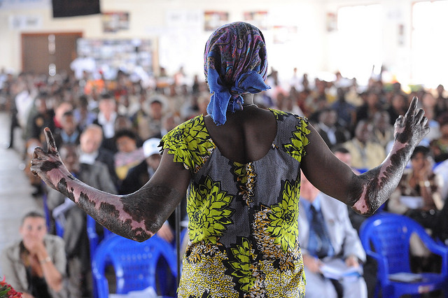 Survivors of rape gathered in Gisenyi, Rwanda, to call for an end to violence against women at a UNICEF and VDay event.