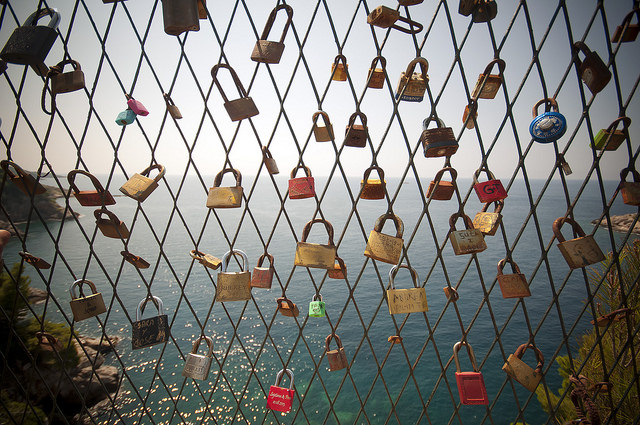 In the tradition of love locks, sweethearts will attach a padlock to a public place as a testament of their love. Pictured are love locks in Dubrovnik, Croatia.