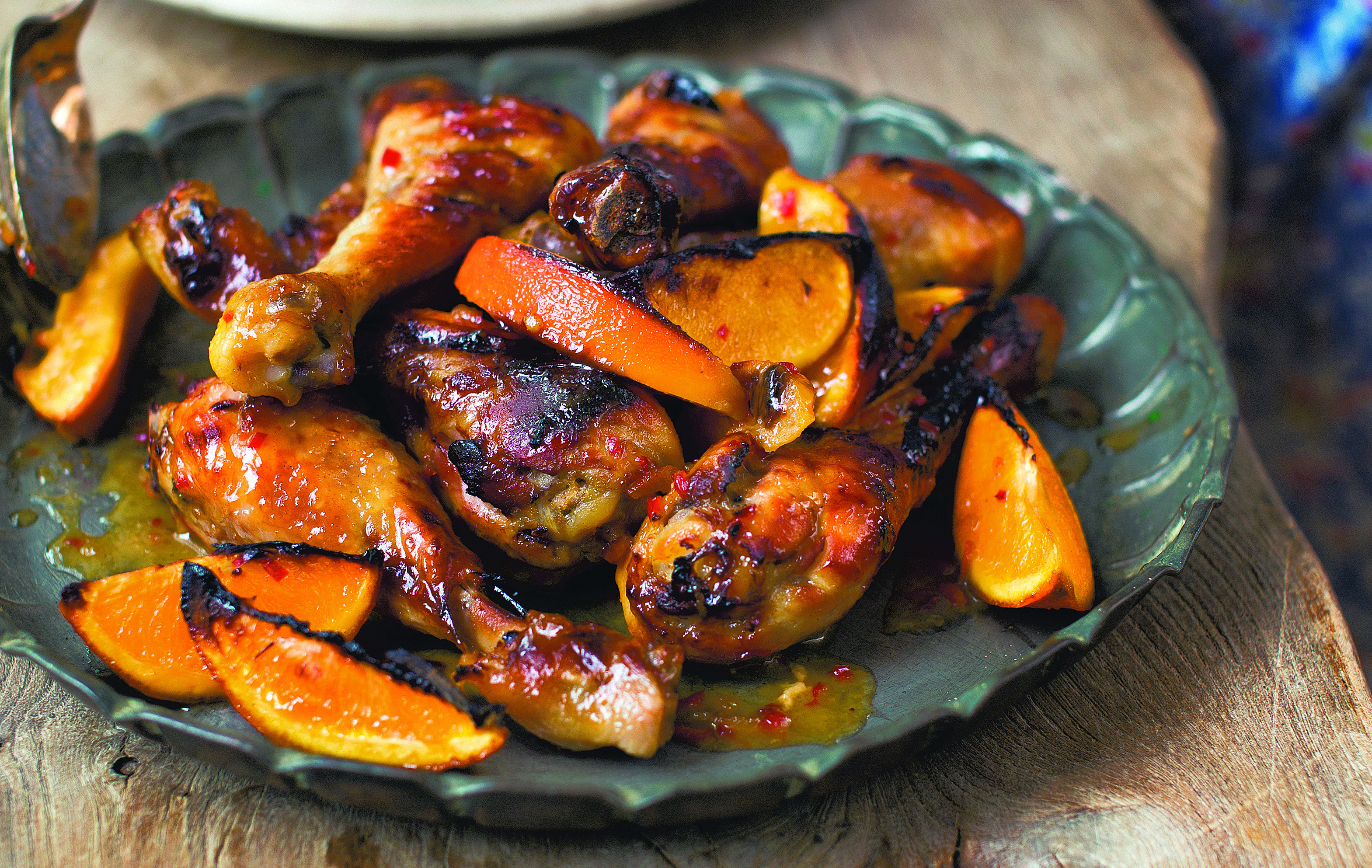 Bourbon and marmalade-glazed drumsticks