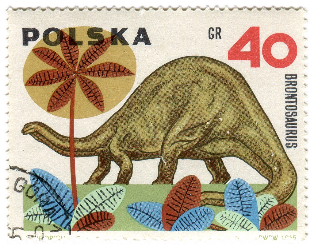 A Brontosaurus on a Polish postage stamp.