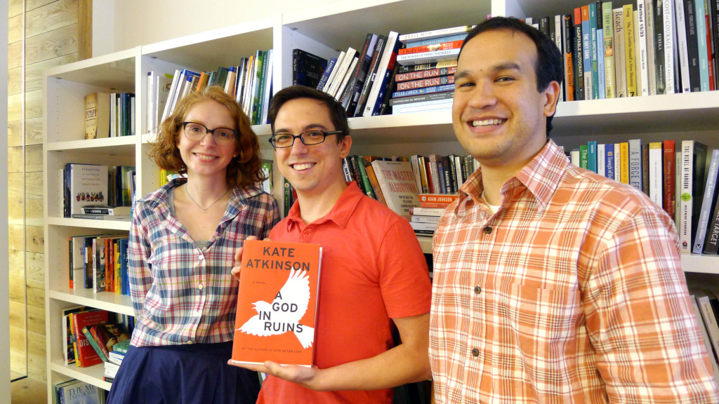 WAMU book lovers Tayla Burney (left), Chris Chester (center) and Jonathan Wilson (right).