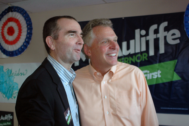 Virginia Lt. Governor Ralph Northam (left) and Governor Terry McAuliffe (right) on a campaign stop in 2013.