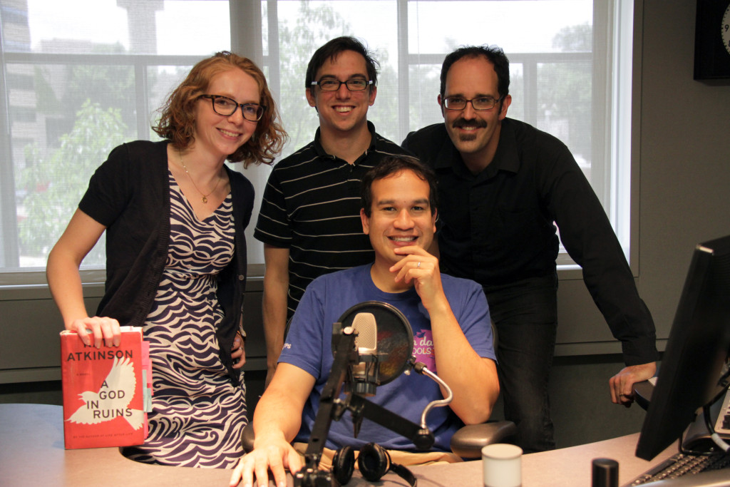 From left to right: Kojo Show producer Tayla Burney, WAMU web producer Chris Chester, WAMU environmental reporter Jonathan Wilson and WAMU 'Morning Edition' host Matt McCleskey.