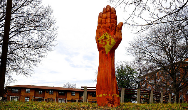 A D.C. voting rights statue at 11th St. and Florida, NW in Washington, D.C.