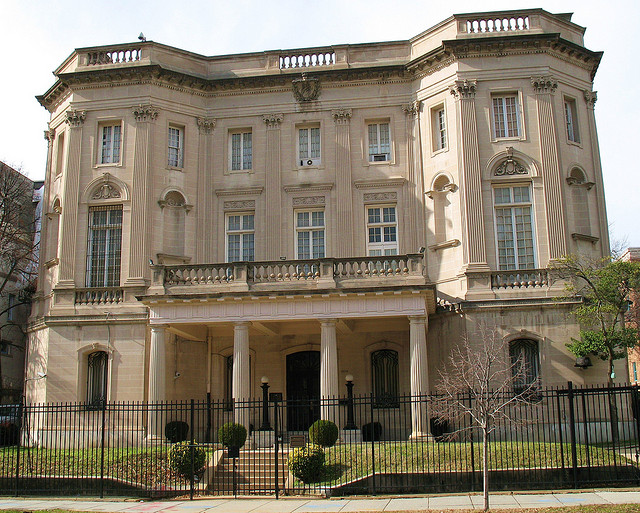 The Cuban Interests Section in the Adams Morgan neighborhood of Washington, D.C. It was originally constructed as an embassy in 1917 until the U.S. ended relations with Cuba in 1961.