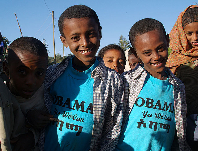 Ethiopians supporting Obama before his presidency in 2009.