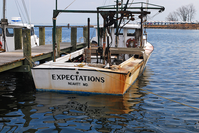 A fishing boat docked at Annapolis Maritime Museum in Maryland.