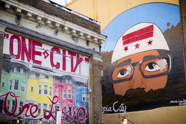 Mural at the Capital Fringe Festival's headquarters at 6th Street NW and New York Ave NW.