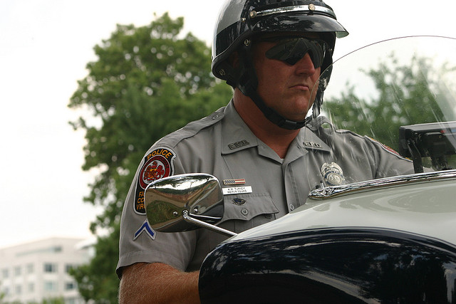 A Fairfax County police officer at the National Police Motorcycle Rodeo in 2007.