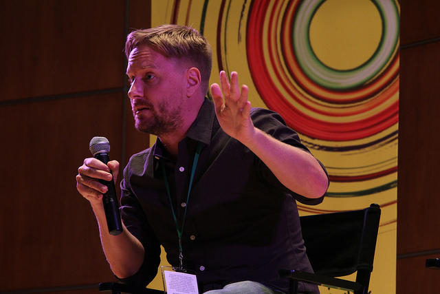 A storyteller performs at the Montclair Film Festival in 2015.