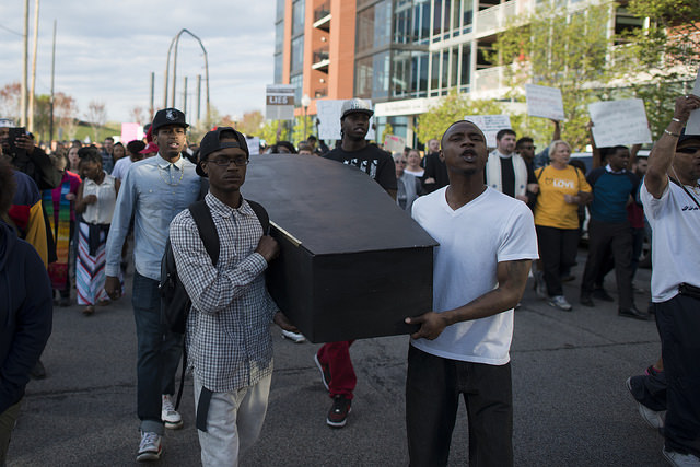 A protest in Minneapolis in support of the city of Baltimore after the death of Freddie Gray.