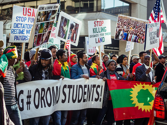 Oromo students protesting in Washington, D.C.