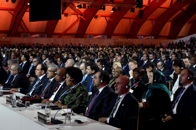 World leaders at the COP21 conference on climate change in Paris, France.