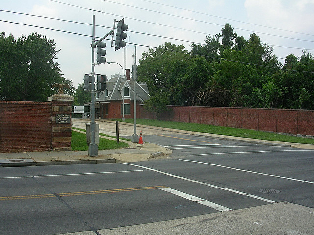 A gate to St. Elizabeths Hospital, a former mental hospital in Southeast Washington, D.C.