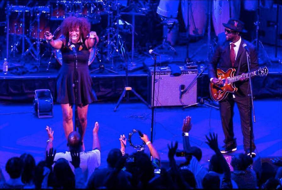 Michelle Blackwell performing at a birthday celebration for Chuck Brown, the "godfather of go-go" in 2013.