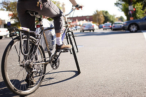 A biker at 14th & U St. in Northwest D.C.