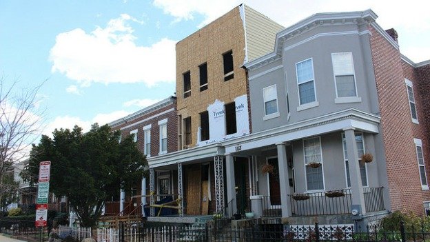 A house on Adams Street NW owned by the Hofgards. D.C. stopped construction on it last year.