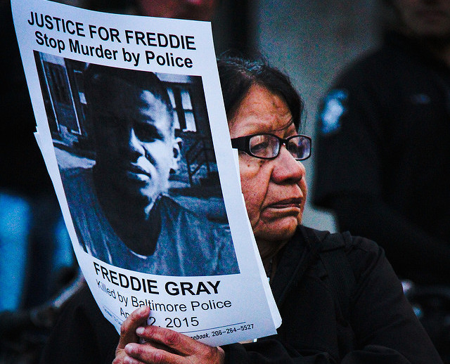 A protestor in Seattle, Wa. in 2015.