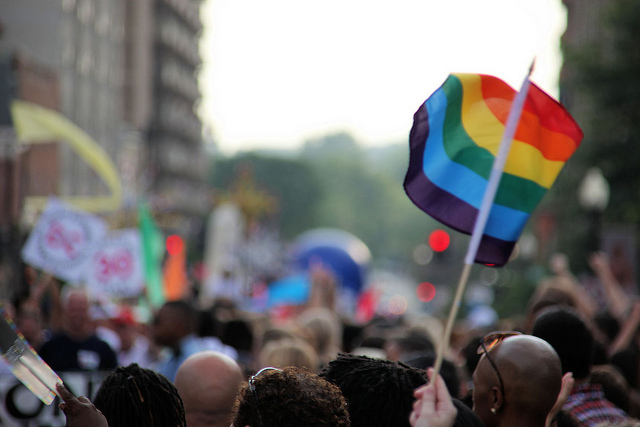 A rainbow flag at D.C.'s Capital Pride festival in 2011.