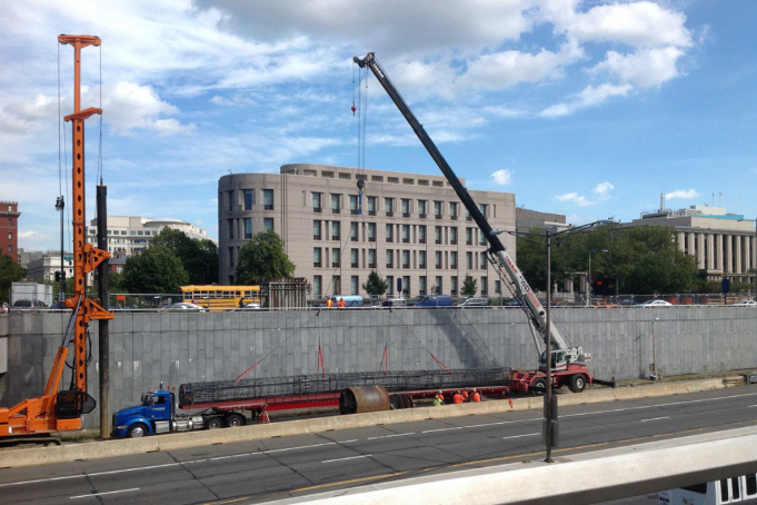 Construction has begun on the 3rd Street Bridge Project, which will hold up Capitol Crossing, five mixed-use buildings on three new city blocks.