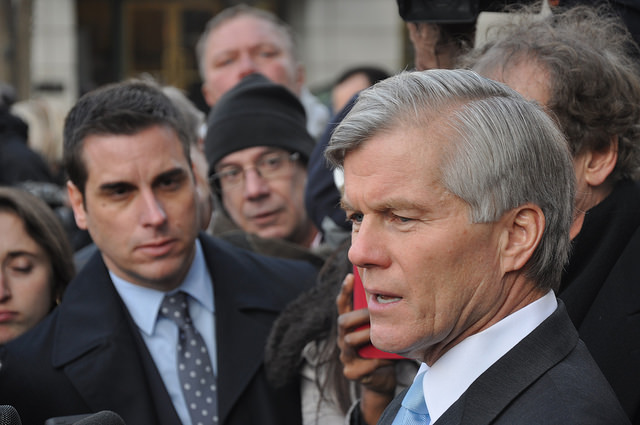 Gov. Bob McDonnell speaks to the press after his sentencing in 2015.