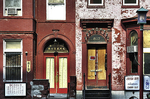 Buildings in D.C.'s Chinatown, near the Museum Square apartment building.