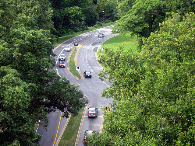 Rock Creek Parkway and Beach Drive from the Taft Bridge.