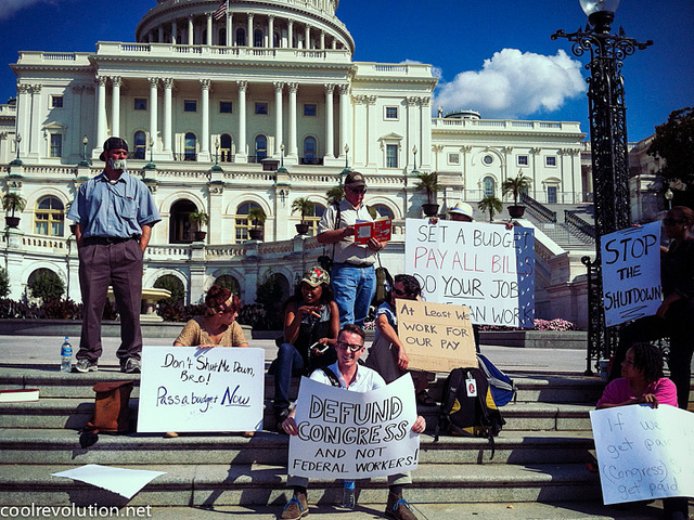 Federal workers protesting the 2013 government shutdown.