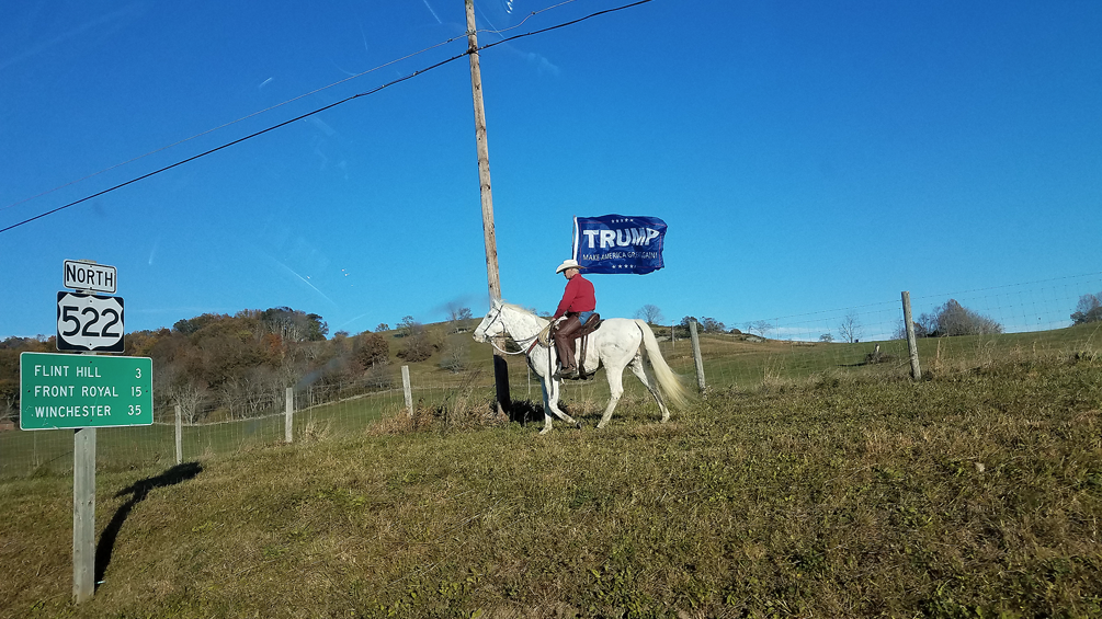 A man rallying for Donald Trump in Washington, Va.