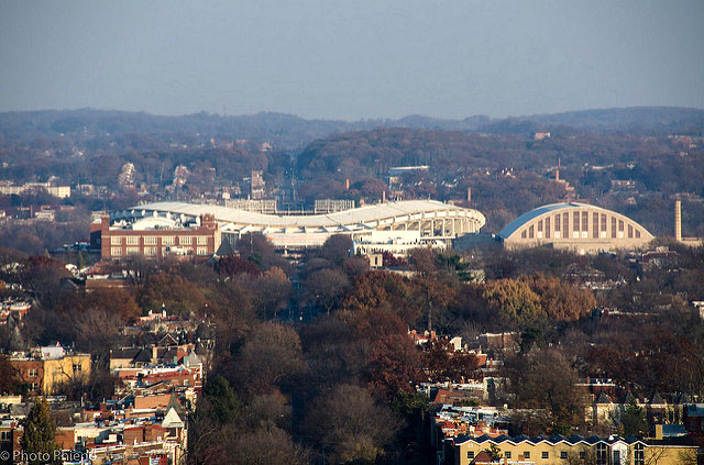 View of the top of the RFK Stadium and DC Armory from the U.S. Capitol dome.