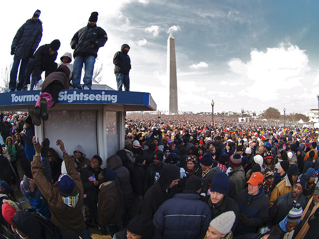 The crowd at President Barack Obama's first inauguration in 2009.