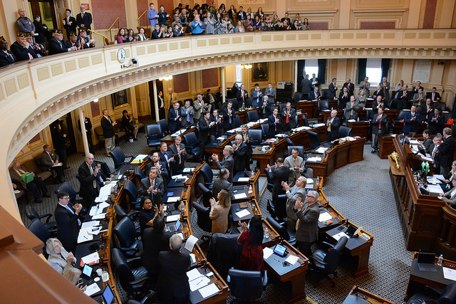 The Virginia National Guard soldiers visit the commonwealth's General Assembly in 2017.