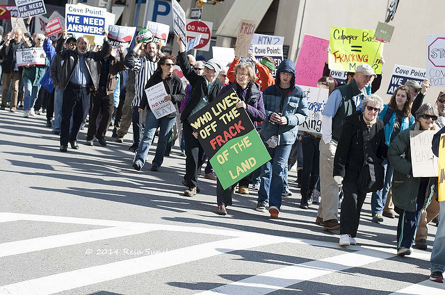 Demonstrators at a 2014 anti-fracking rally in Baltimore 