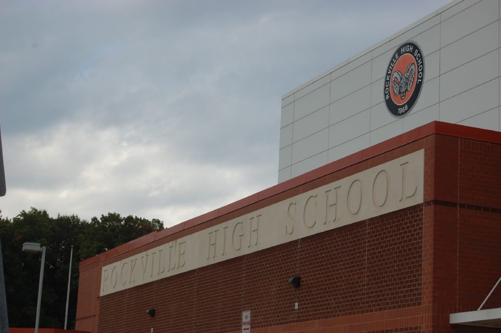 The exterior of Rockville High School.