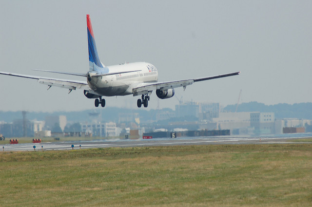 A flight takes off at Ronald Reagan National Airport in Virginia.