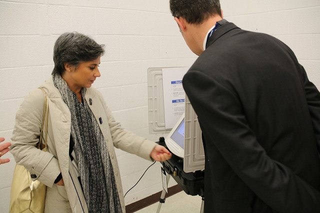 One of Virginia's electronic voting machines in 2014.