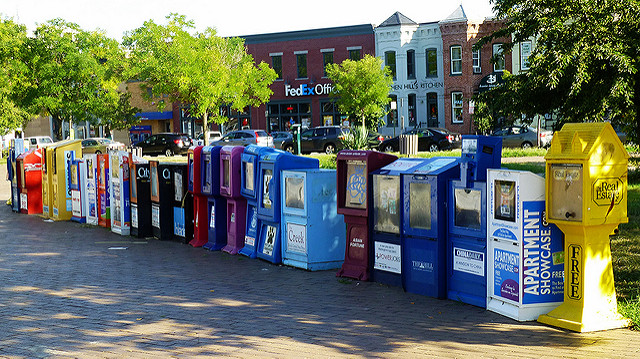 Newspaper boxes in Washington, D.C.