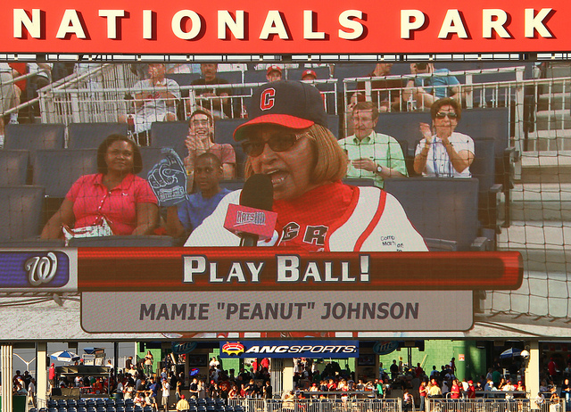 Mamie “Peanut” Johnson was one of three women, and the first female pitcher, to play in the Negro Leagues. Pictured here on June 05, 2008, Johnson and other living players from the Negro League Era were drafted by major league franchises prior to the 2008 MLB First Year Draft. Johnson was selected by the Washington Nationals.