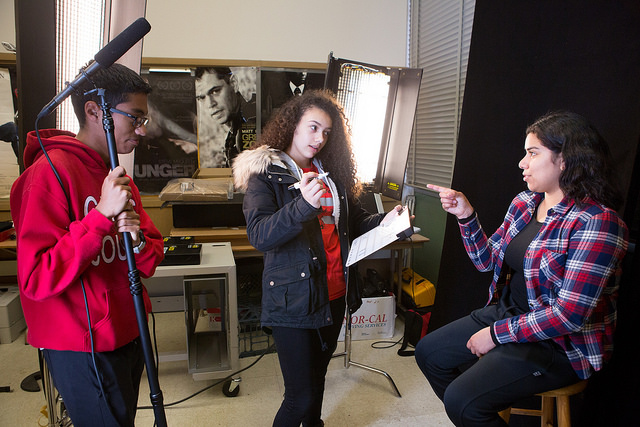 A scene from a digital filmmaking course at Skyline High School in Oakland, Calif.