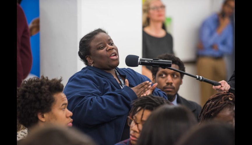 WASHINGTON, DC &#8211; MARCH 20, 2018: WAMU&#8217;s DC Prep Student Town Hall hosted by Kojo Nnamdi of &#8220;The Kojo Nnamdi Show&#8221; at DC Prep Benning Elementary Campus in Washington, DC. (Photo by Richie Downs)