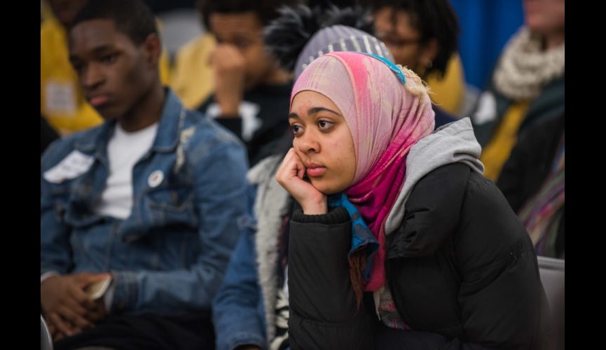 WASHINGTON, DC &#8211; MARCH 20, 2018: WAMU&#8217;s DC Prep Student Town Hall hosted by Kojo Nnamdi of &#8220;The Kojo Nnamdi Show&#8221; at DC Prep Benning Elementary Campus in Washington, DC. (Photo by Richie Downs)