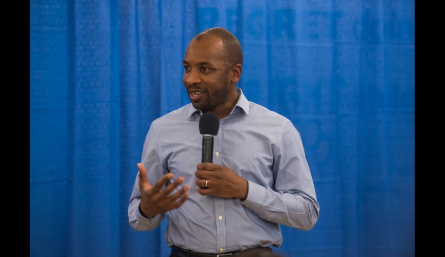 WASHINGTON, DC &#8211; MARCH 20, 2018: WAMU&#8217;s DC Prep Student Town Hall hosted by Kojo Nnamdi of &#8220;The Kojo Nnamdi Show&#8221; at DC Prep Benning Elementary Campus in Washington, DC. (Photo by Richie Downs)