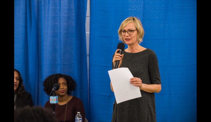 WASHINGTON, DC &#8211; MARCH 20, 2018: WAMU&#8217;s DC Prep Student Town Hall hosted by Kojo Nnamdi of &#8220;The Kojo Nnamdi Show&#8221; at DC Prep Benning Elementary Campus in Washington, DC. (Photo by Richie Downs)