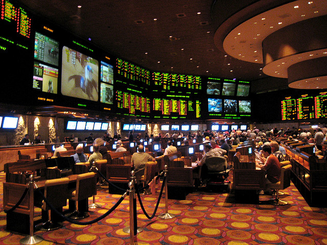 Casino visitors bet on horse races in Las Vegas, Nev.