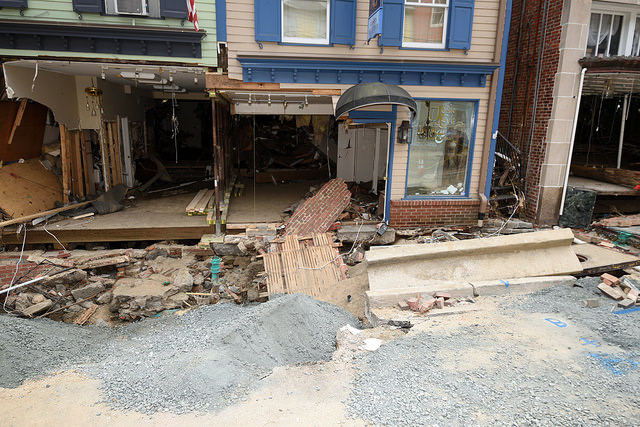 Damage to Old Ellicott City from the 2016 flood.