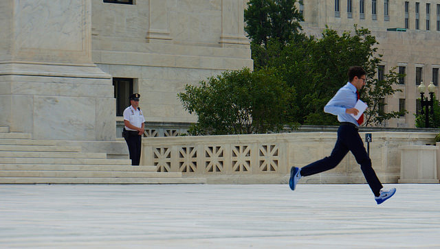 The Running of the Interns, a Capitol Hill tradition, is pretty much what it sounds like. Interns of news organizations run to deliver results of major Supreme Court decisions to the press.