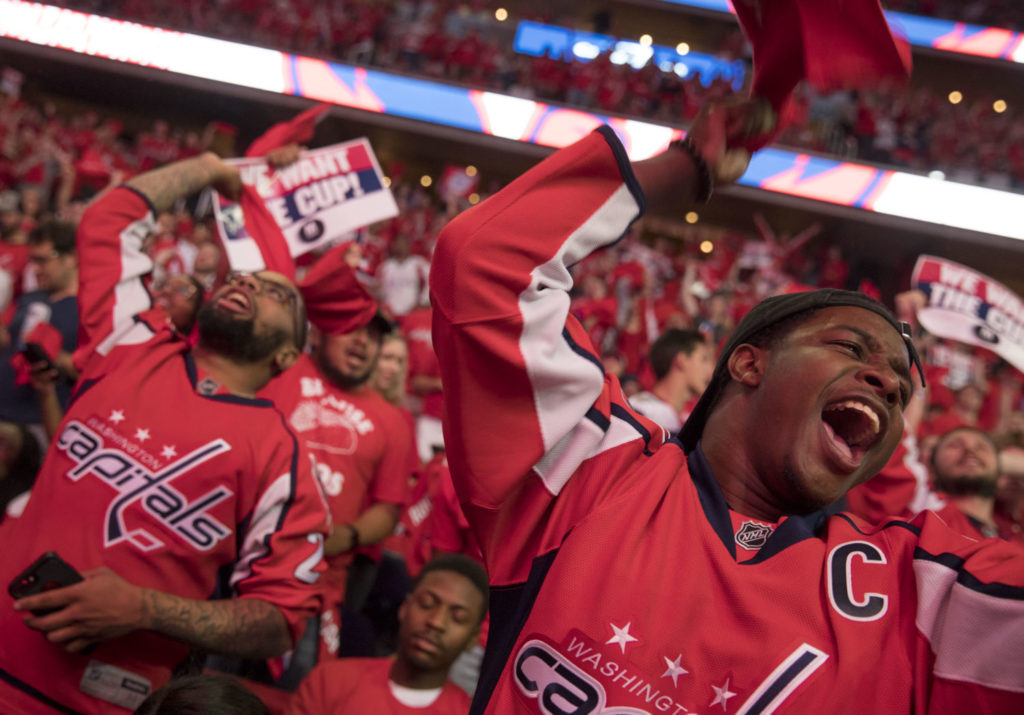 Fans celebrate the Washington Capital's Stanley Cup victory.