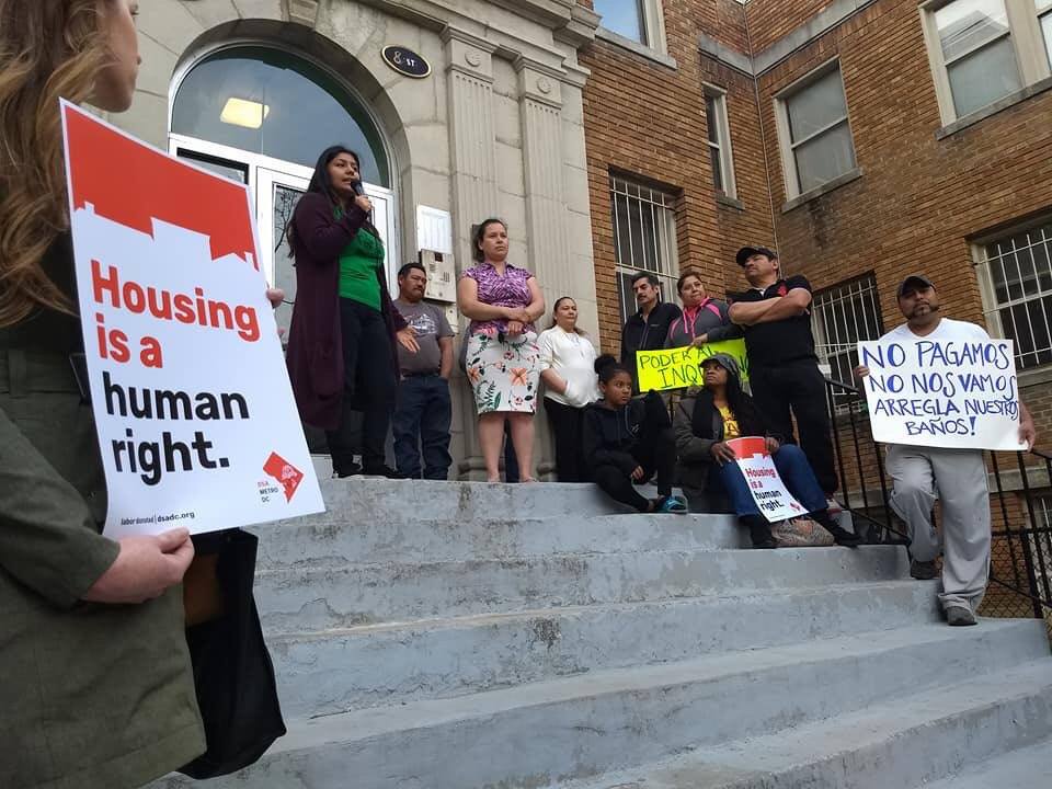 A Brightwood Park rent strike demonstration organized by the Latino Economic Development Center.